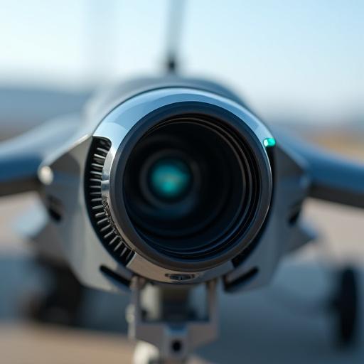 An advanced optical sensor on an unmanned aerial vehicle.